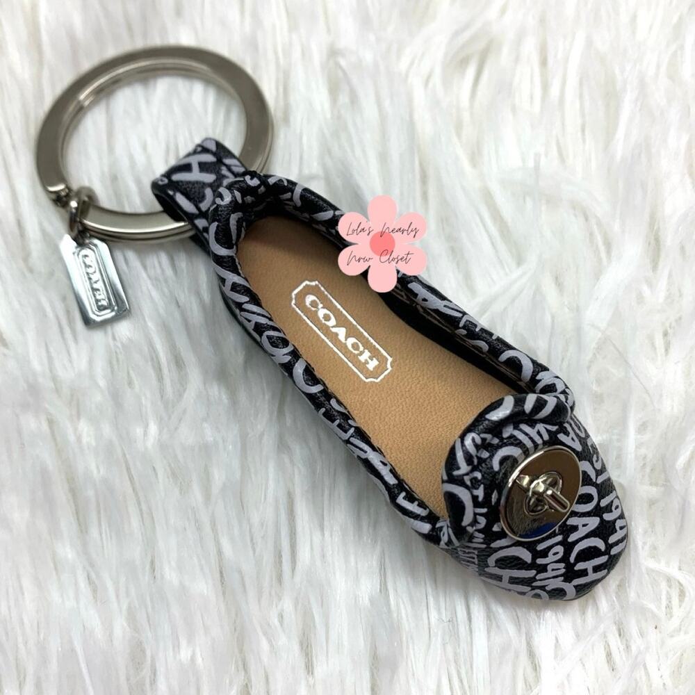 y2k COACH Slip on Shoe Graffiti Turnlock Bag Charm Key Chain